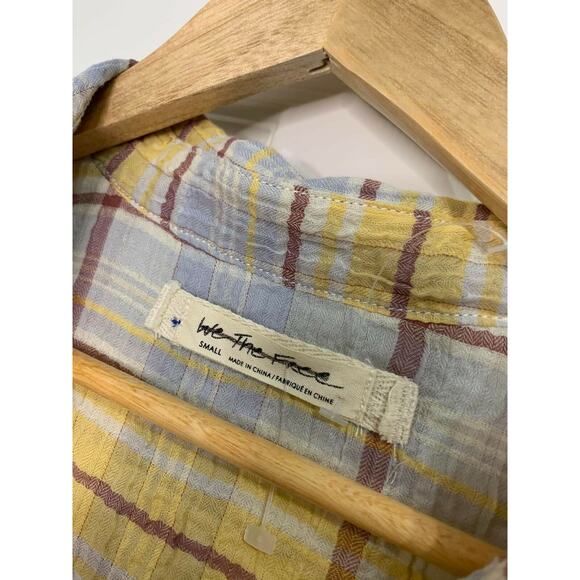 Free People We the Free Waiting on Summer Striped Panel Plaid Swing Top Sz Small - Picture 3 of 5